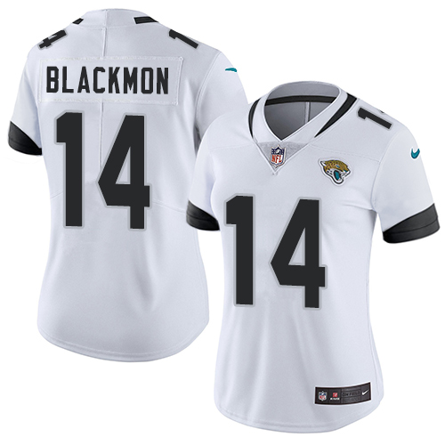 Nike Jacksonville Jaguars #14 Justin Blackmon White Women Stitched NFL Vapor Untouchable Limited Jersey